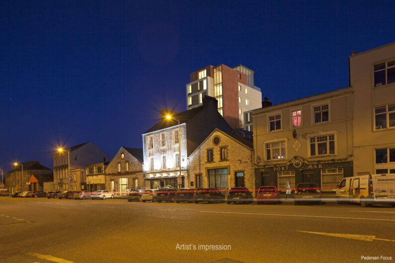 Cork Docklands Apartment Development at Night